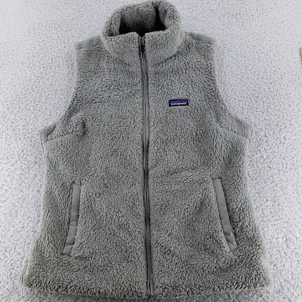 Patagonia Los Gatos Vest Drifter Gray Fuzzy Fleece Women's Size Large 25216